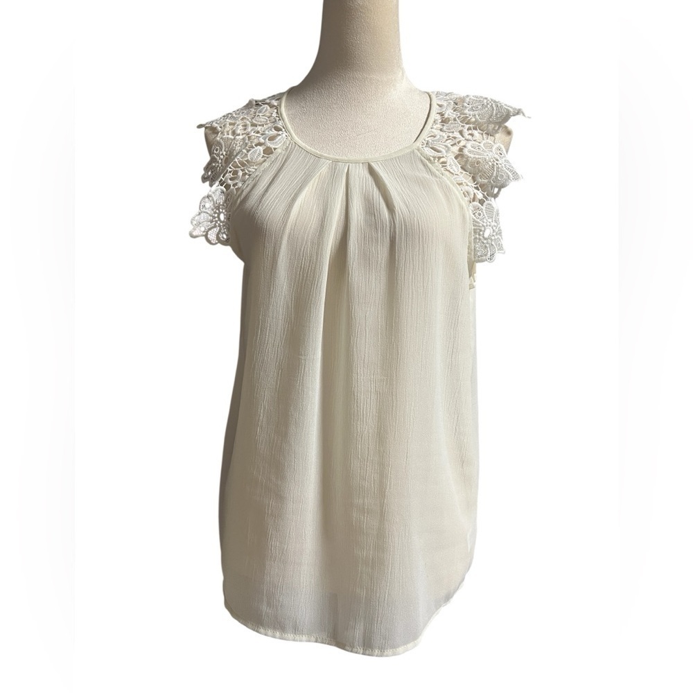 Ya Los Angeles Ivory Lace Shoulder Blouse